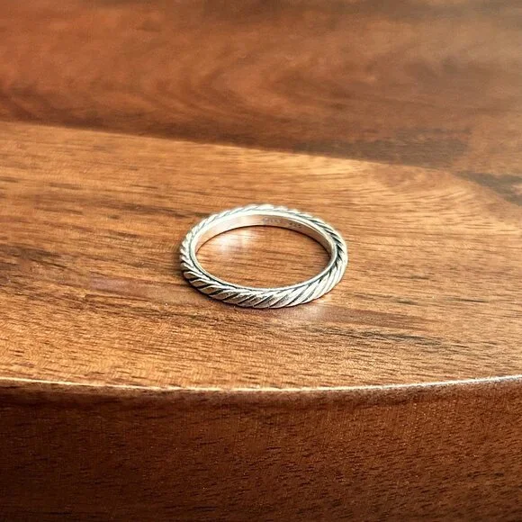 DAVID YURMAN Stack Ring 925 Sterling Silver 3mm Size 9 - Picture 2 of 6